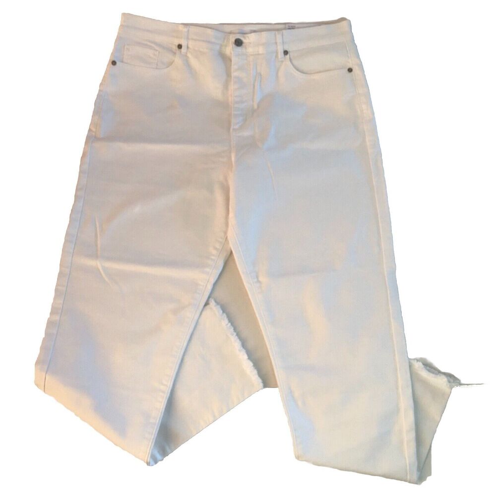 Loft The Skinny High Rise Regular Tall Size 34 White Jeans Raw Hem NWT